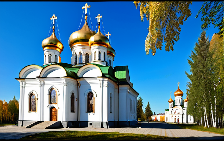 러시아 정교회 예배 - **Prompt:** A young woman in a modest headscarf and long dress lighting a candle at an iconostasis i...