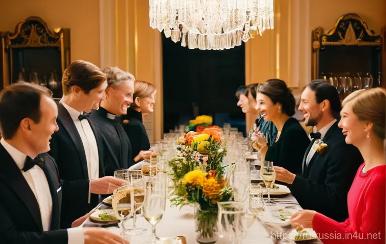 러시아에서 주의할 관습 - **Prompt:** "A heartfelt moment of gift exchange in a tastefully decorated Russian living room. A po...