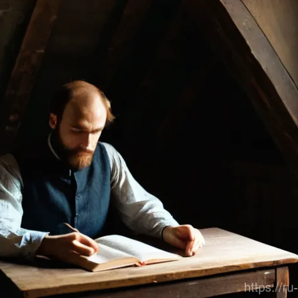 러시아 언어로 된 유명 소설 - **Prompt 1: Dostoevsky - Psychological Intensity**
A young man, resembling a 19th-century Russia...